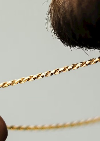 Zincir Detaylı Altın Renk Erkek Kolye - Görsel 2
