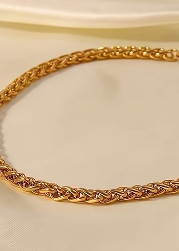 Parlak Altın Zincir Detaylı Uzun Kadın -Erkek Kolye - Görsel 6