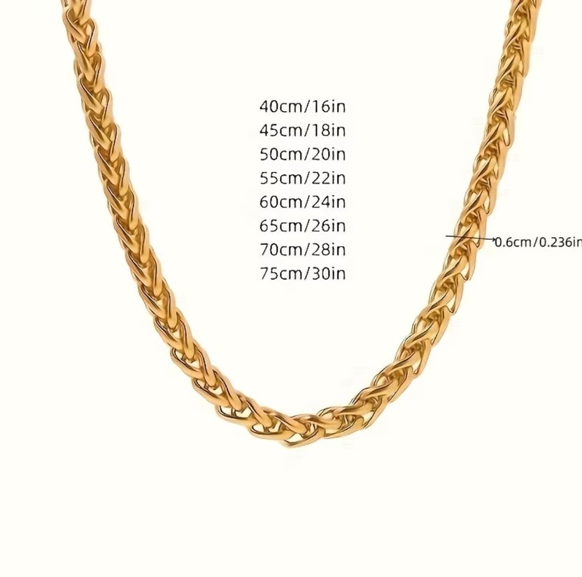 Parlak Altın Zincir Detaylı Uzun Kadın -Erkek Kolye - Görsel 2