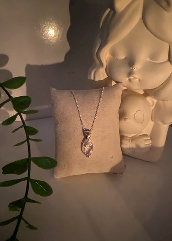 Accessorize Gerçek Gümüş, Şeffaf Taşlı Modern Gümüş Kadın Kolye