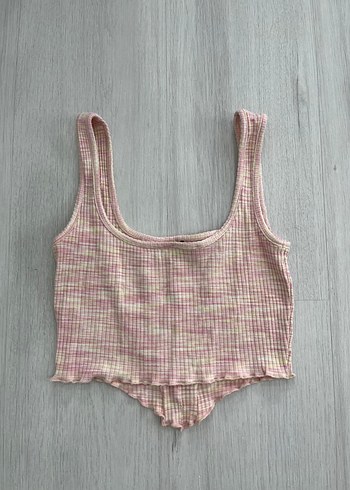 Addax Pembe Triko Örme Crop Top