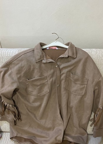 Bej Süet Kadın Püsküllü Ceket - Görsel 2