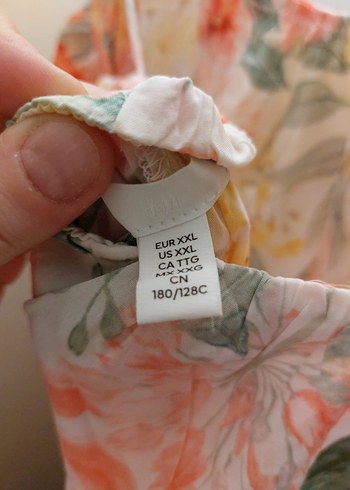 H&M Bohem Çok Renkli Askılı bol Uzun Elbise XXL - Görsel 4