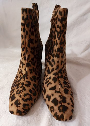 New Look Kahverengi Leopar Desenli Süet Topuklu Bot New Look COMFORT 40