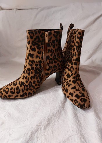 Kahverengi Leopar Desenli Süet Topuklu Bot New Look COMFORT 40