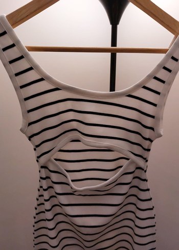 H&M Çizgili Uzun Kesim Kolsuz Elbise M - Görsel 3