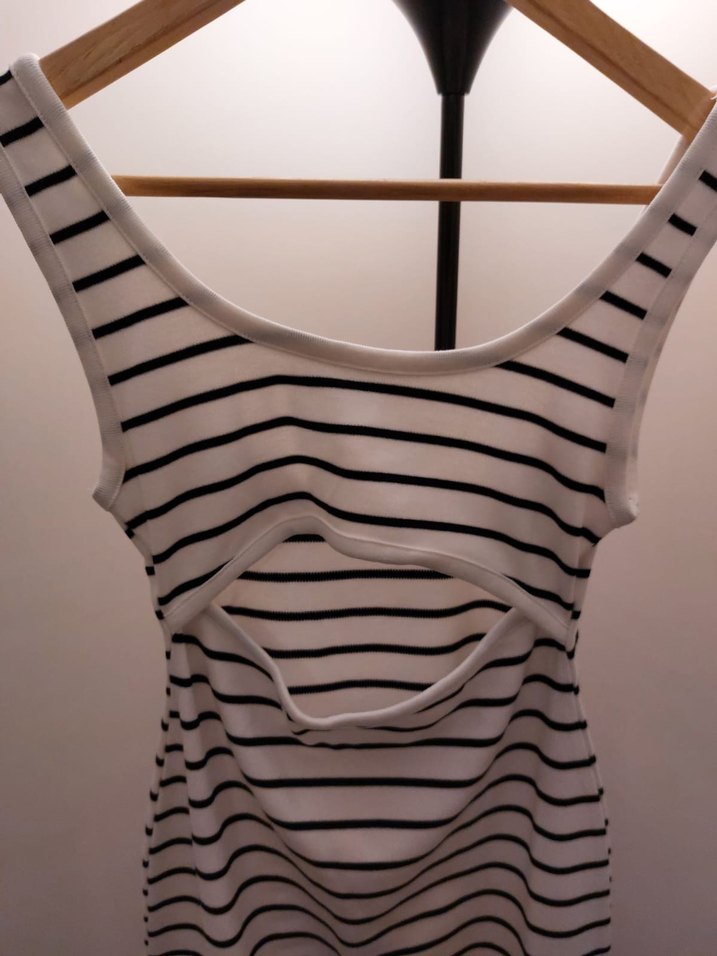 H&M Çizgili Uzun Kesim Kolsuz Elbise M - Görsel 3