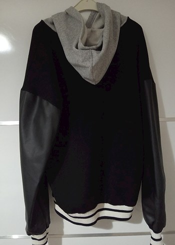 Siyah Baskılı Oversize Bomber Ceket - Görsel 2