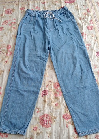 Kadın Mavi Loose Fit Denim Pantolon - Görsel 4