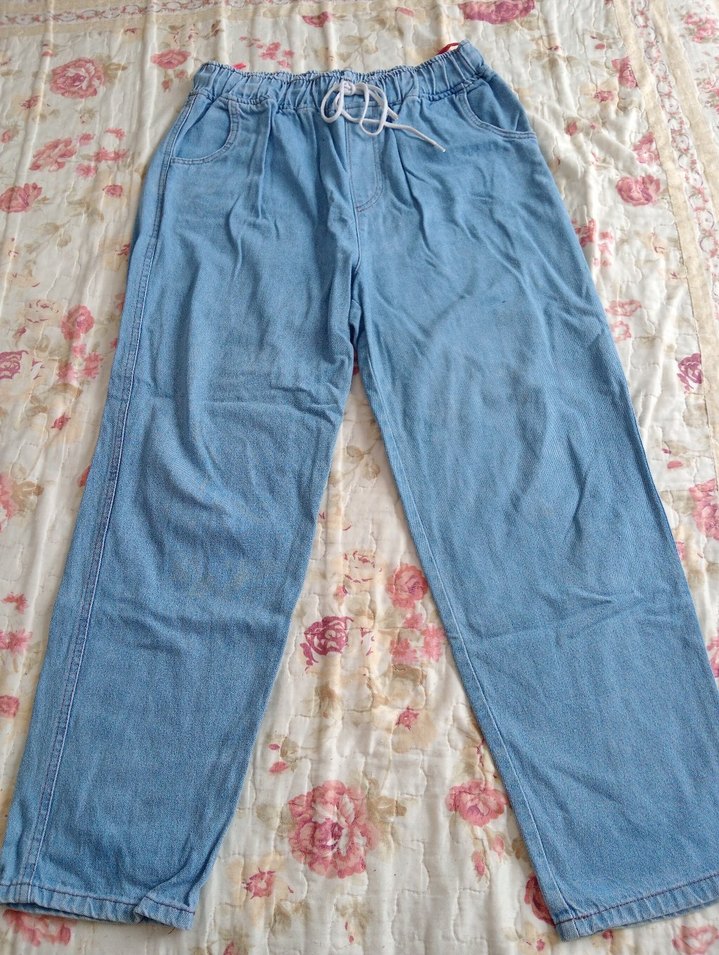 Kadın Mavi Loose Fit Denim Pantolon - Görsel 4