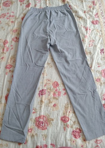 Gri Kadın Pamuklu Kumaş Pantolon - Görsel 3