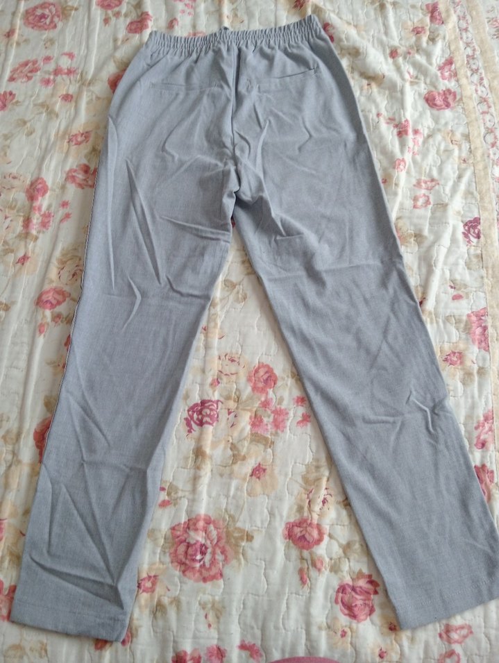Gri Kadın Pamuklu Kumaş Pantolon - Görsel 3