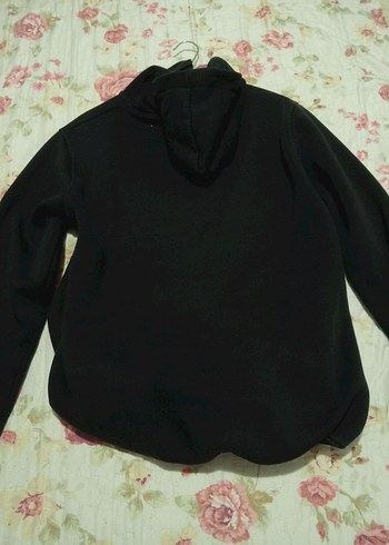 Siyah Kapüşonlu Fermuarlı Sweatshirt - Görsel 3