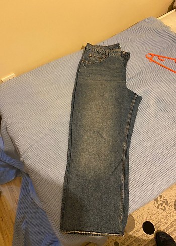 46 Beden H&M Düğmeli Wide Leg Kot Pantolon