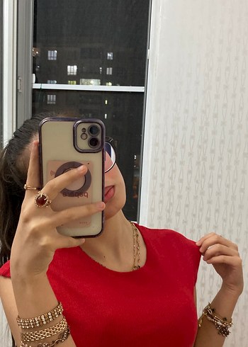 s Beden Kırmızı Straplez Kadın Crop Top
