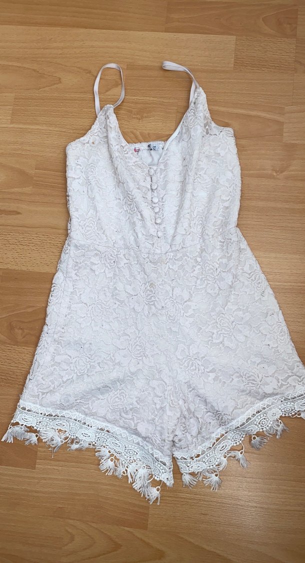 Beyaz Straplez Mini tulum - Görsel 2