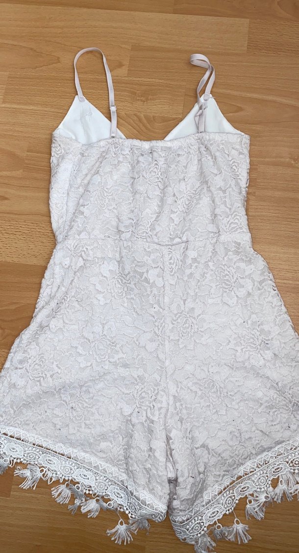 Beyaz Straplez Mini tulum - Görsel 3