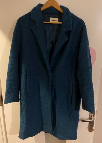 Mavi Düğmesiz Uzun Kaban - Görsel 2