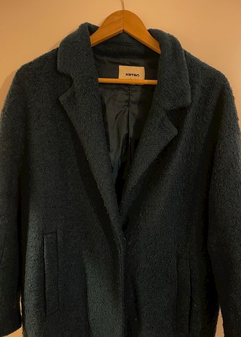 Mavi Düğmesiz Uzun Kaban - Görsel 3