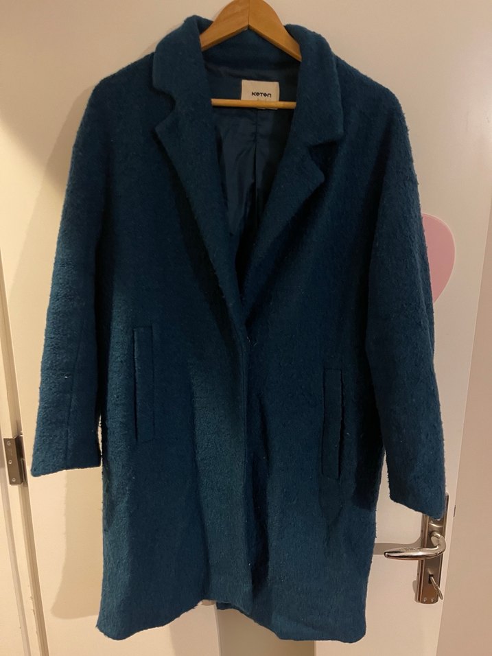 Mavi Düğmesiz Uzun Kaban - Görsel 2