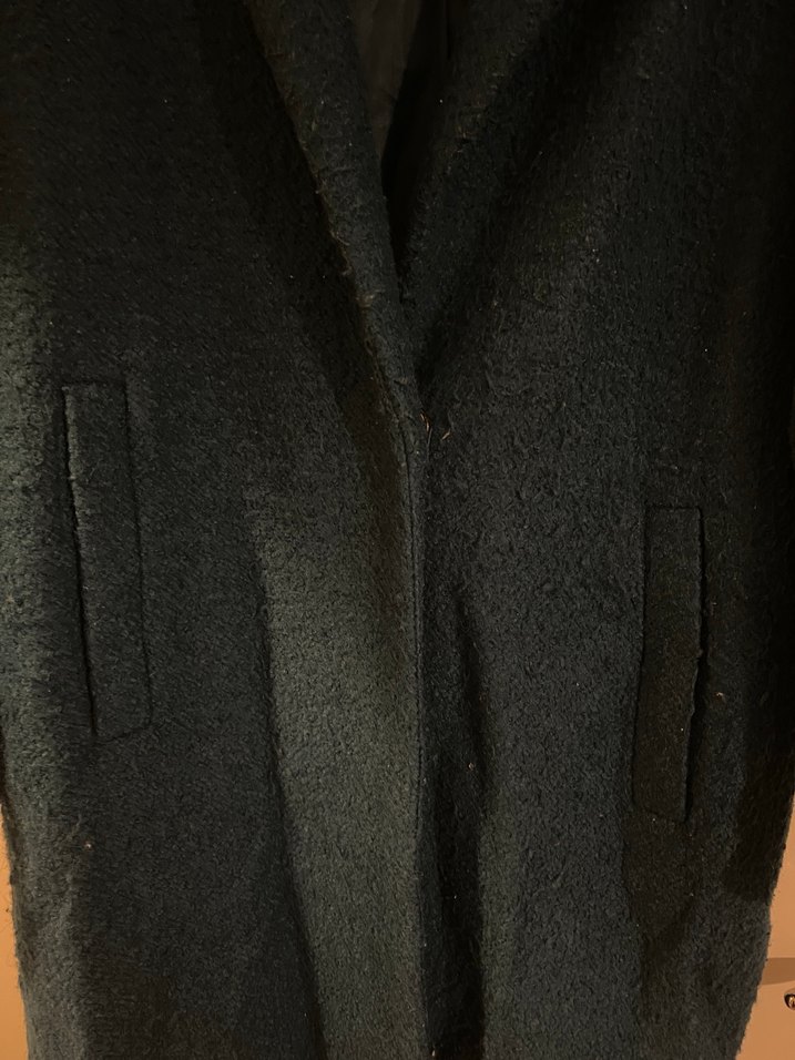 Mavi Düğmesiz Uzun Kaban - Görsel 4