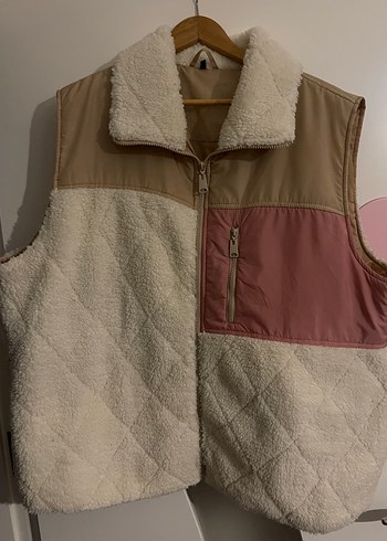 Kahverengi Peluş Detaylı Salaş Yelek - Görsel 2