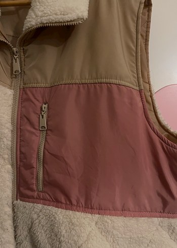 Kahverengi Peluş Detaylı Salaş Yelek - Görsel 4