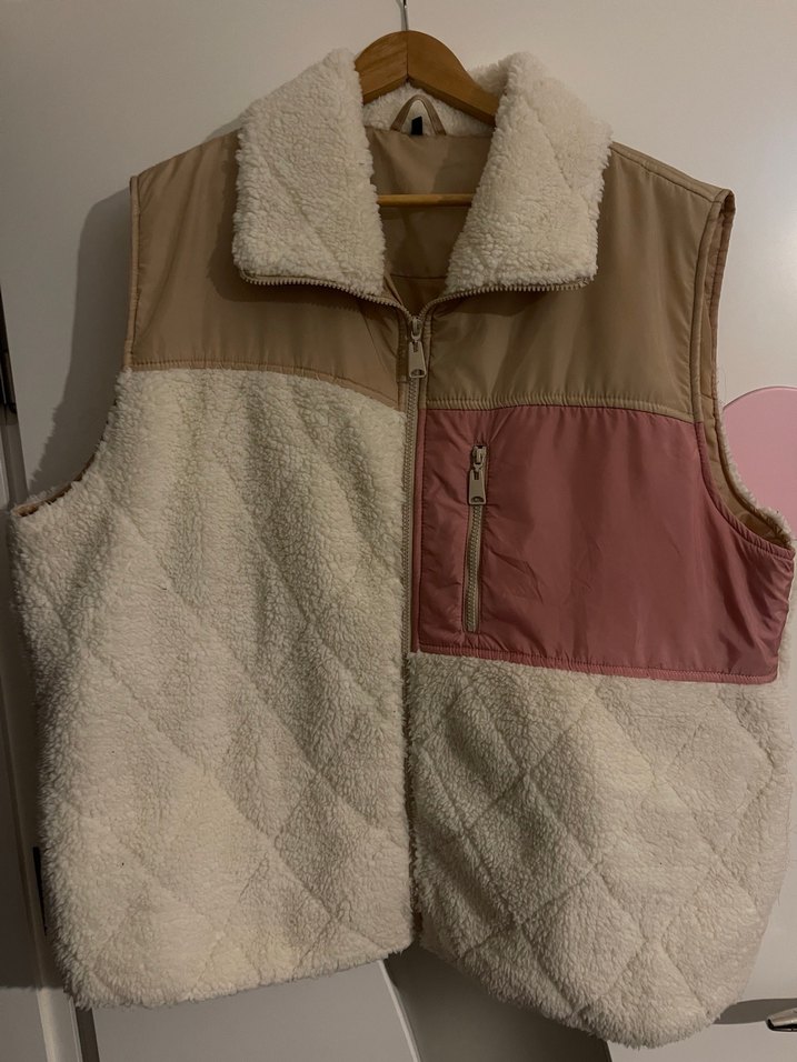 Kahverengi Peluş Detaylı Salaş Yelek - Görsel 2