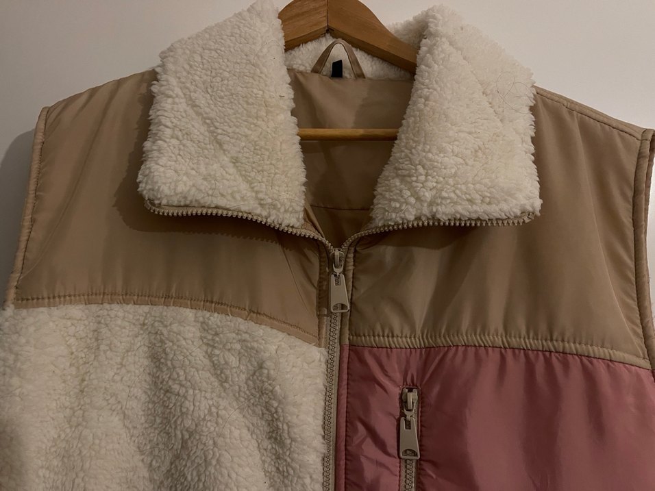 Kahverengi Peluş Detaylı Salaş Yelek - Görsel 3