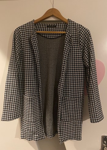 Düğmesiz Uzun Kollu Gri Midi Kadın ceket - Görsel 2