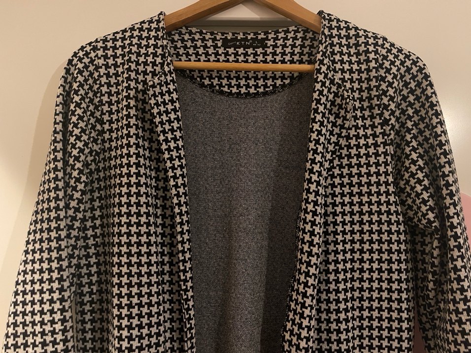 Düğmesiz Uzun Kollu Gri Midi Kadın ceket - Görsel 3