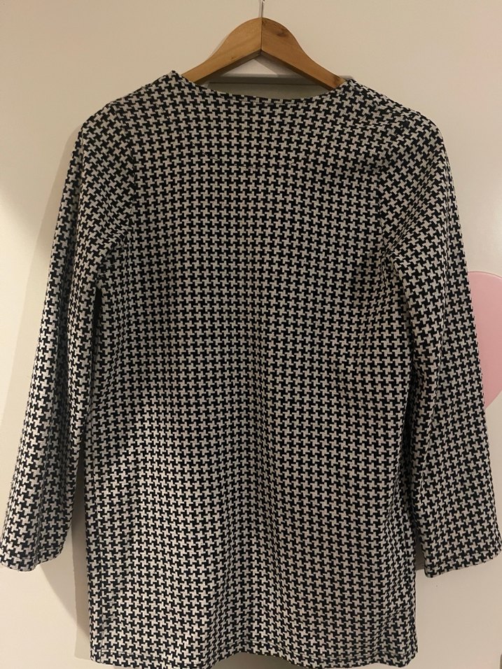 Düğmesiz Uzun Kollu Gri Midi Kadın ceket - Görsel 5