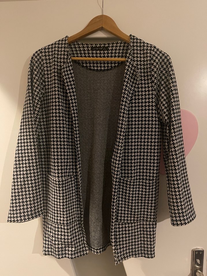 Düğmesiz Uzun Kollu Gri Midi Kadın ceket - Görsel 2