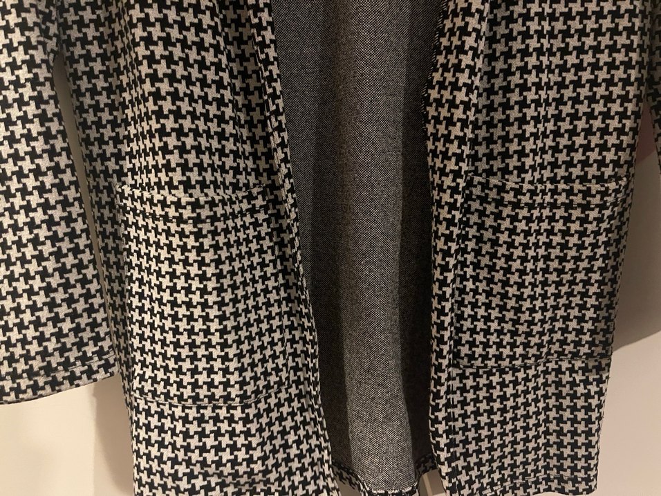 Düğmesiz Uzun Kollu Gri Midi Kadın ceket - Görsel 4