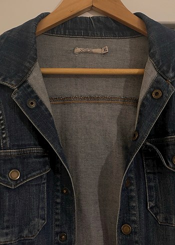 Kadın Lacivert Denim Ceket Düğmeli - Görsel 3