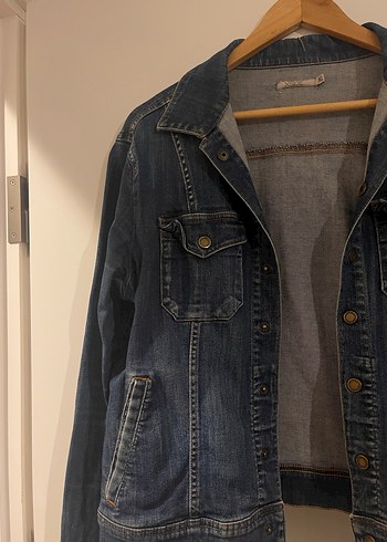 Kadın Lacivert Denim Ceket Düğmeli - Görsel 2
