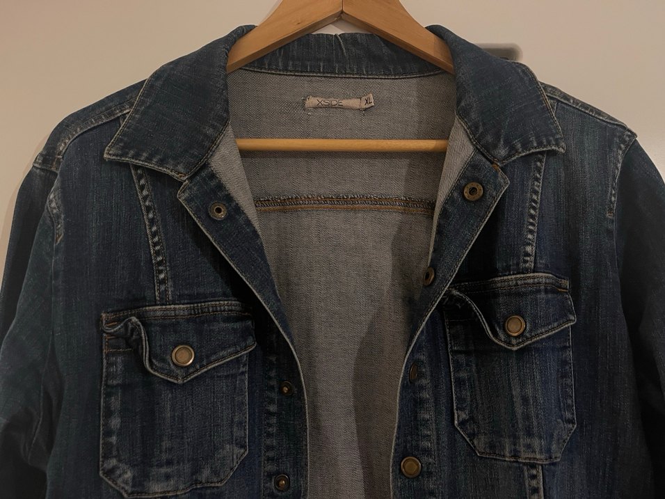 Kadın Lacivert Denim Ceket Düğmeli - Görsel 3