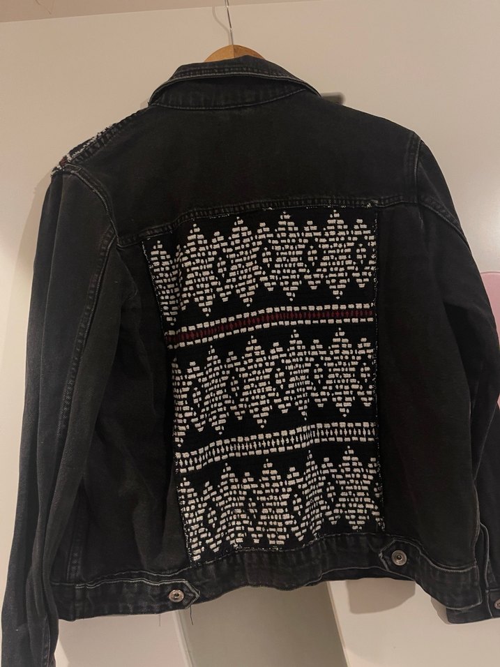 Nakışlı Siyah Kadın Denim Ceket - Görsel 5