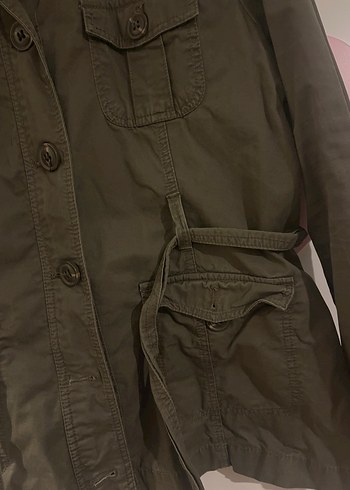 Kemerli Midi Haki Kadın Ceket - Görsel 4