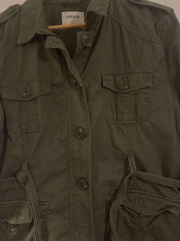 Kemerli Midi Haki Kadın Ceket - Görsel 3