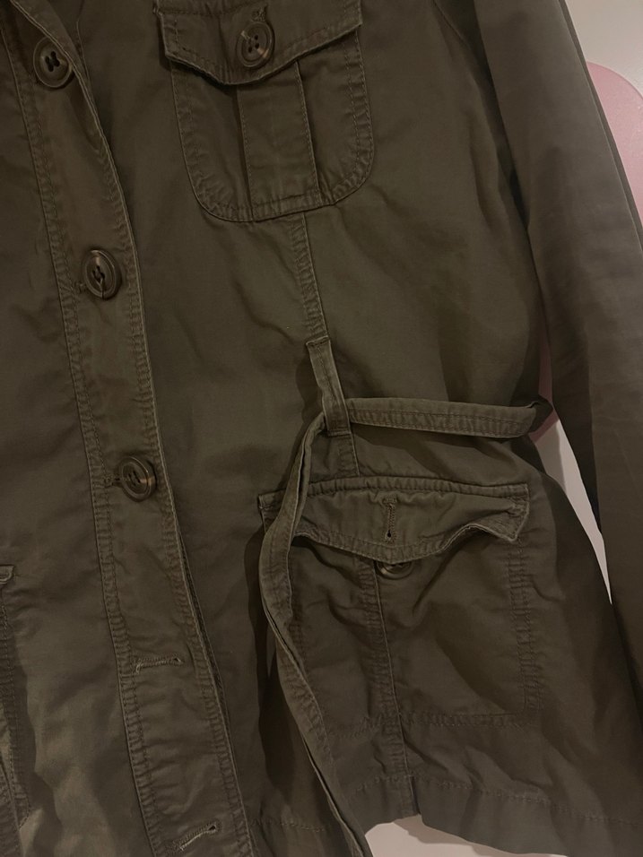Kemerli Midi Haki Kadın Ceket - Görsel 4