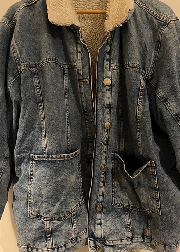 Kadın Mavi Düğmeli Kot Ceket - Görsel 4