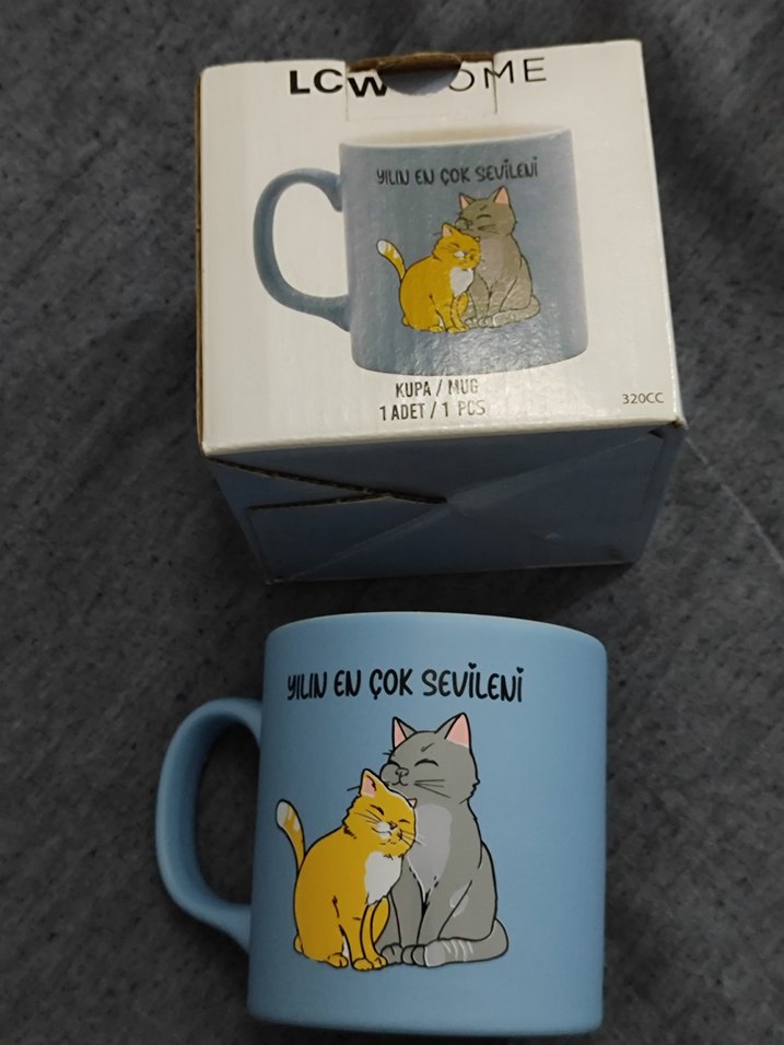 LCW Home Mavi Kedi Desenli Seramik Kupa - Görsel 2