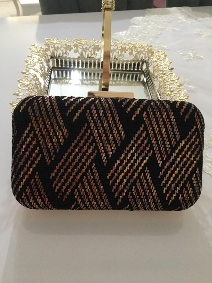 Diger Nakışlı Siyah Kadın Clutch Çanta - Görsel 3