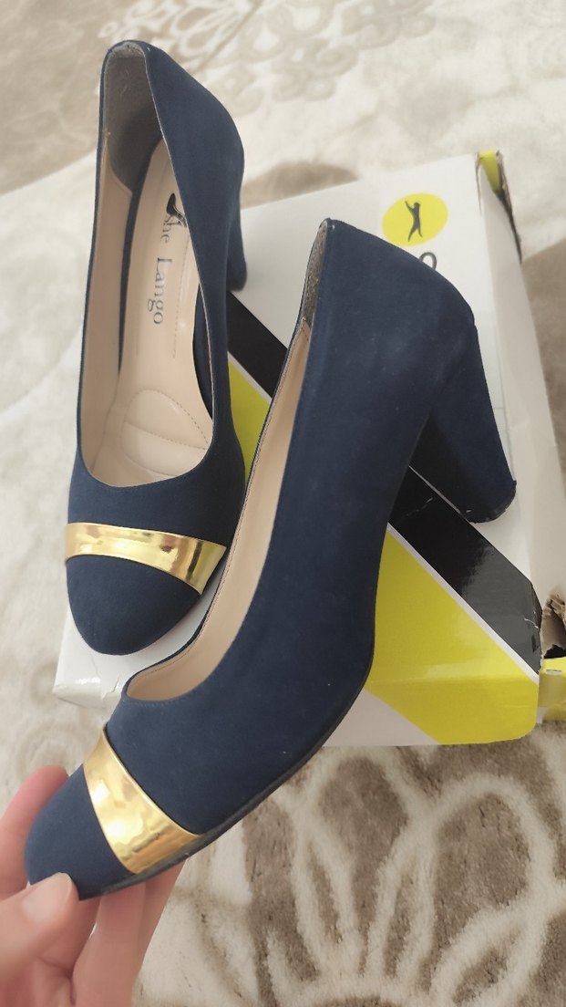 Mavi Parlak Bantlı Kadın Stiletto - Görsel 3