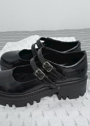 Diğer Parlak Siyah Mary Jane Platform Ayakkabi