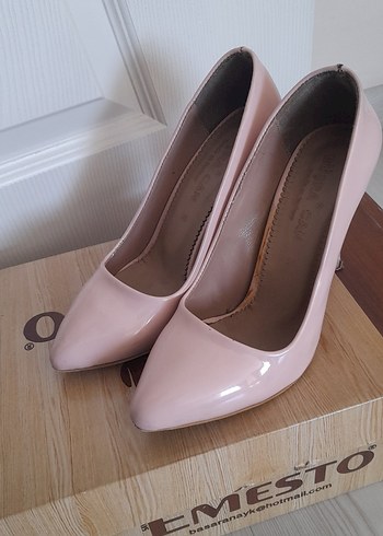 Pudra Rugan Stiletto Kadın Topuklu Ayakkabı