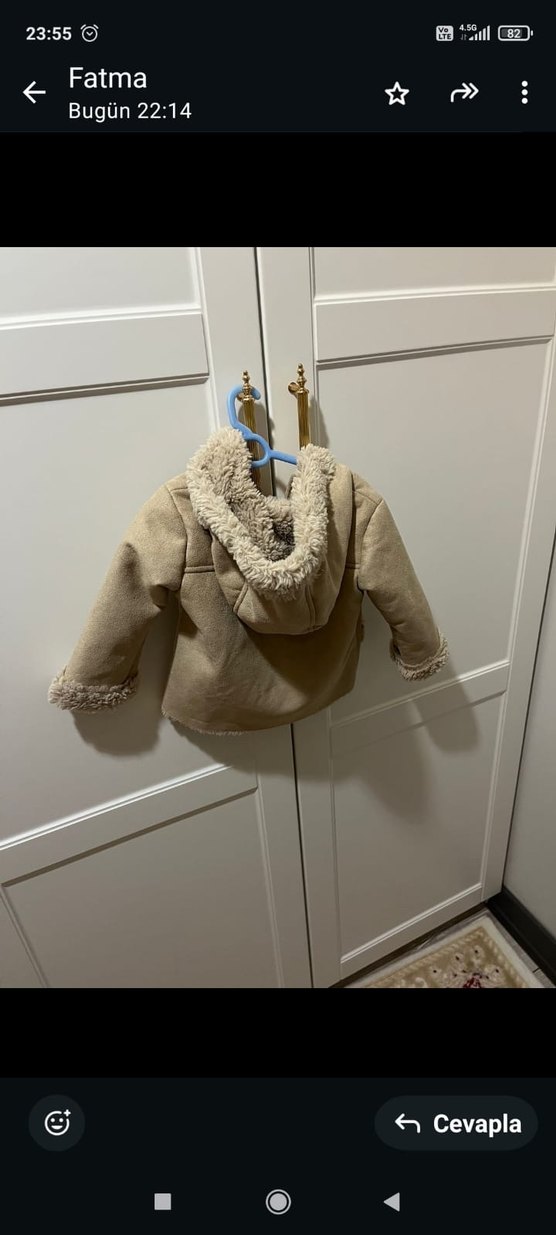 Kız Çocuk Bej Süet Kürklü Ceket zara - Görsel 4