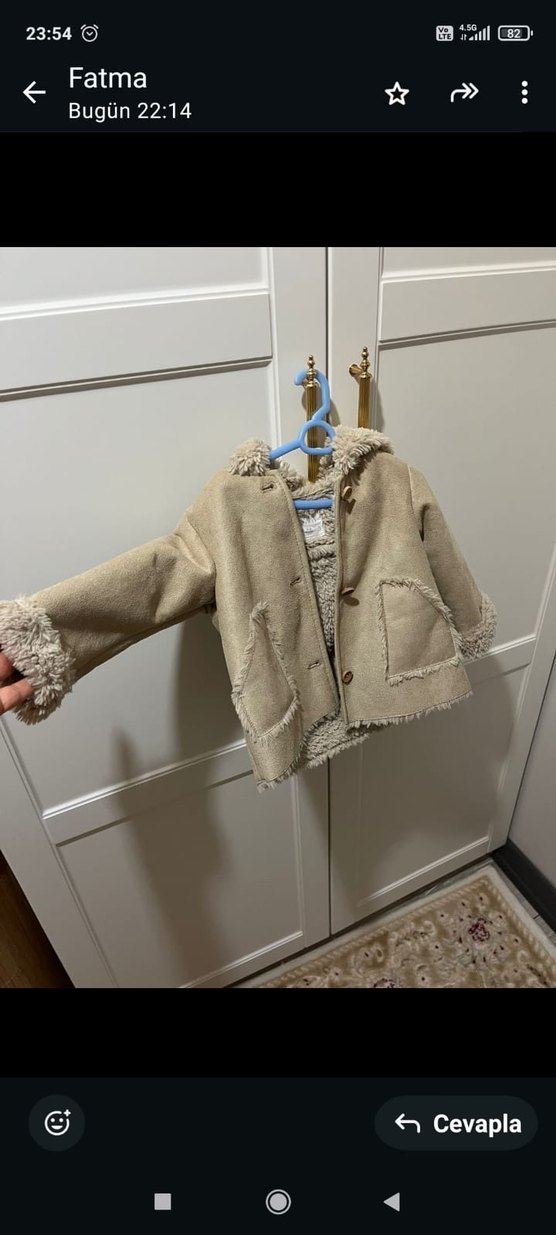 Kız Çocuk Bej Süet Kürklü Ceket zara - Görsel 2