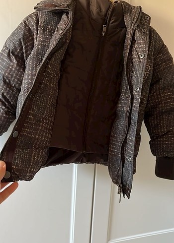 Düğmeli Koyu Kahverengi Erkek Çocuk Kaban - Görsel 4